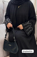 Trendy Handwork Sleeves Abaya – Front Open (Indian Zoom Fabric)