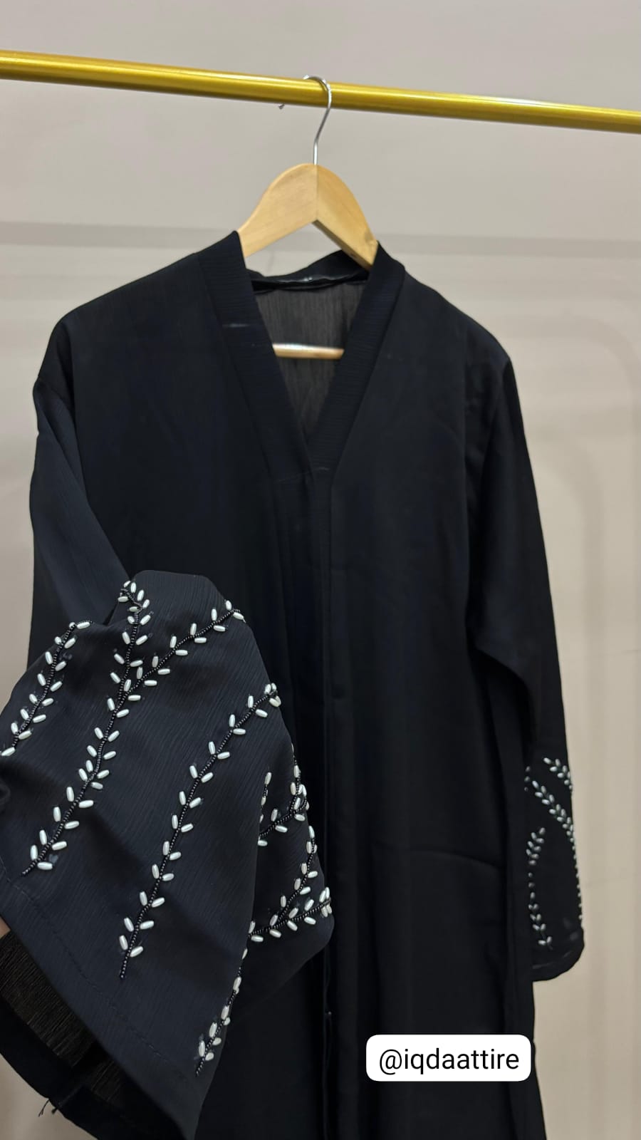 Trendy Handwork Sleeves Abaya – Front Open (Indian Zoom Fabric)