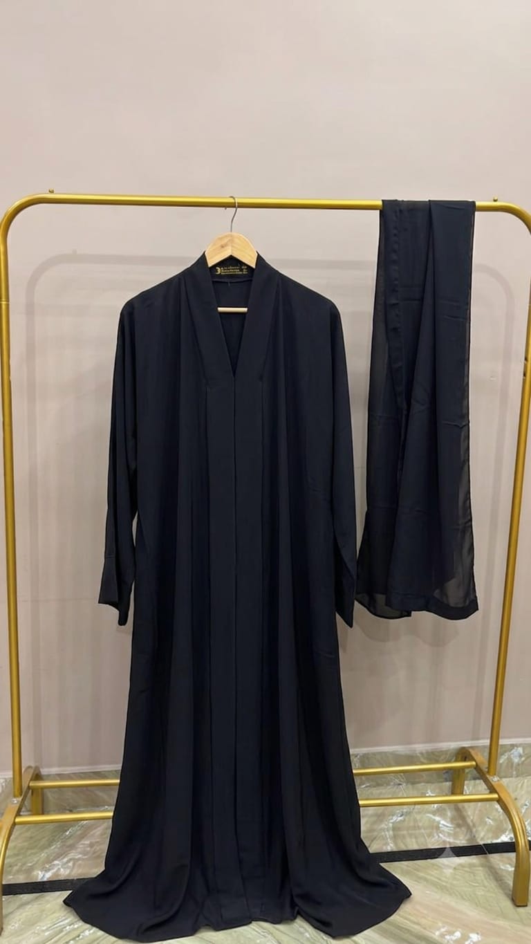 Plain basic kimono abaya - Dubai imported fabric | Front close daily wear