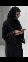 Elegant Sleeves Cutwork Abaya – Imported TikTok Fabric | Premium Stone Work