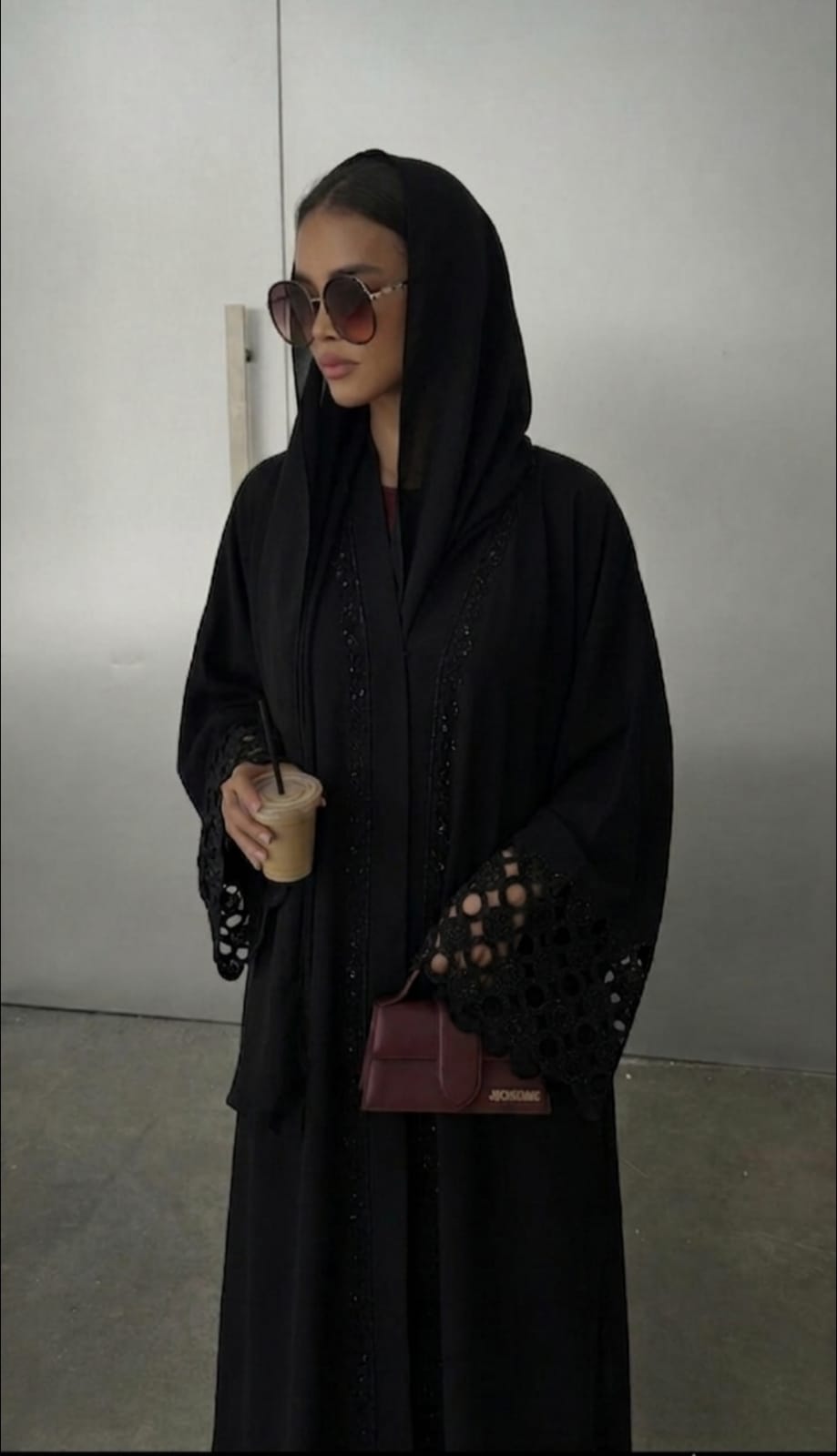 Elegant Sleeves Cutwork Abaya – Imported TikTok Fabric | Premium Stone Work